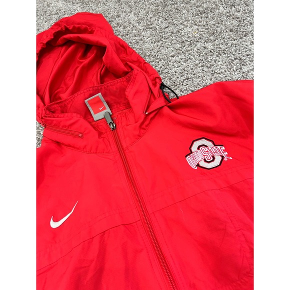 Vintage Nike Ohio State Buckeyes Red Full Zip Windbreaker Jacket Mens XL - Picture 2 of 9